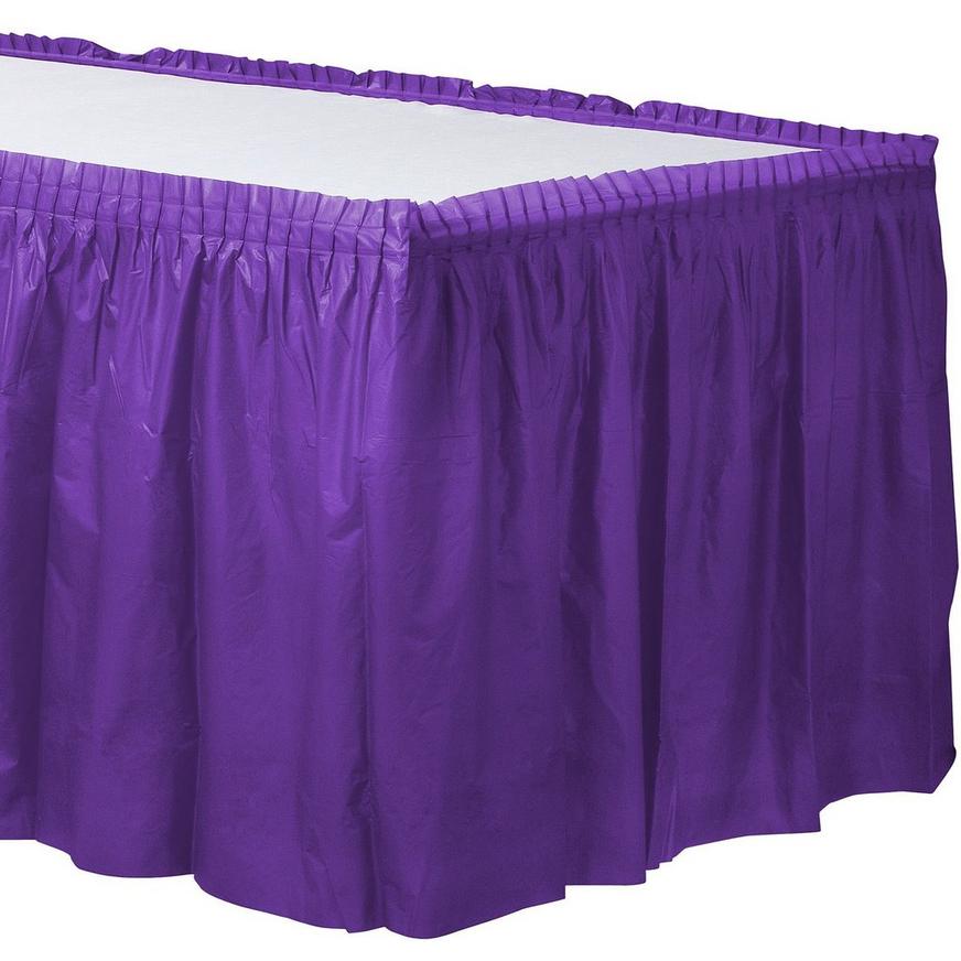 Purple Plastic Table Skirt, 21ft x 29in